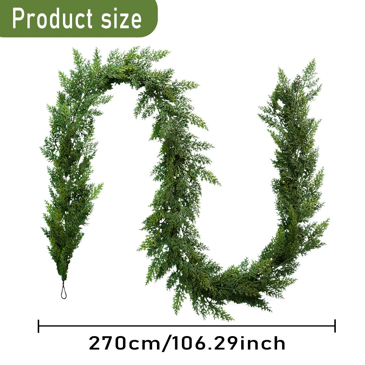 Guirlande Cèdre Noël, 270cm Couronne Artificielle Pin Nor