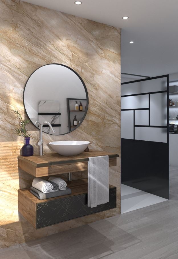 Miroir rond décoratif avec cadre noir en alu - 80 cm - Fabrication Française AURYS NORMANDIE