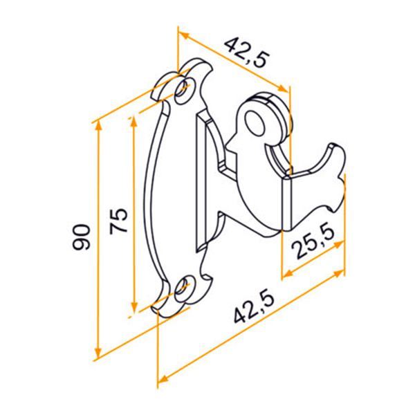 Support de poignée Romantique avec sécurité – 2 points de fixation – pour espagnolette de volet battant, couleur noire - 2