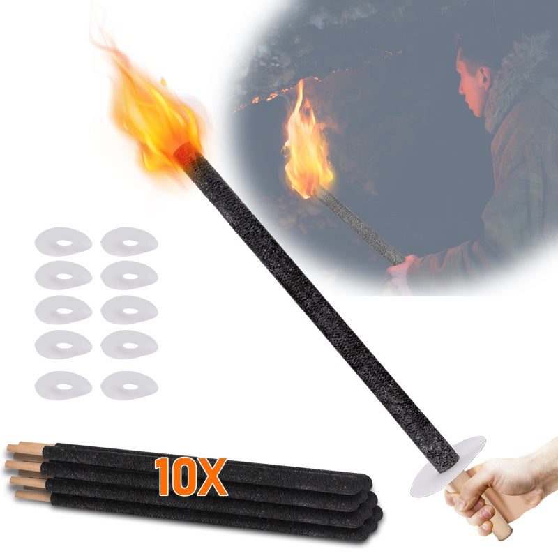 Latarka ogrodowa, lampa naftowa do użytku na zewnątrz, zestaw 10 sztuk, 42 cm, 45 min