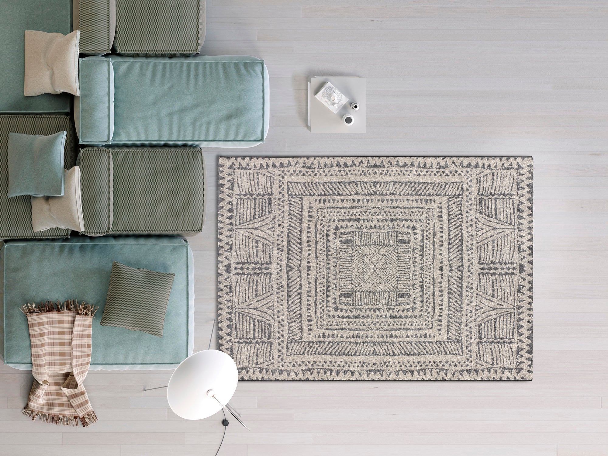 Alfombra interior gris rectangular 160 x 230 cm sunset étnico - atticgo
