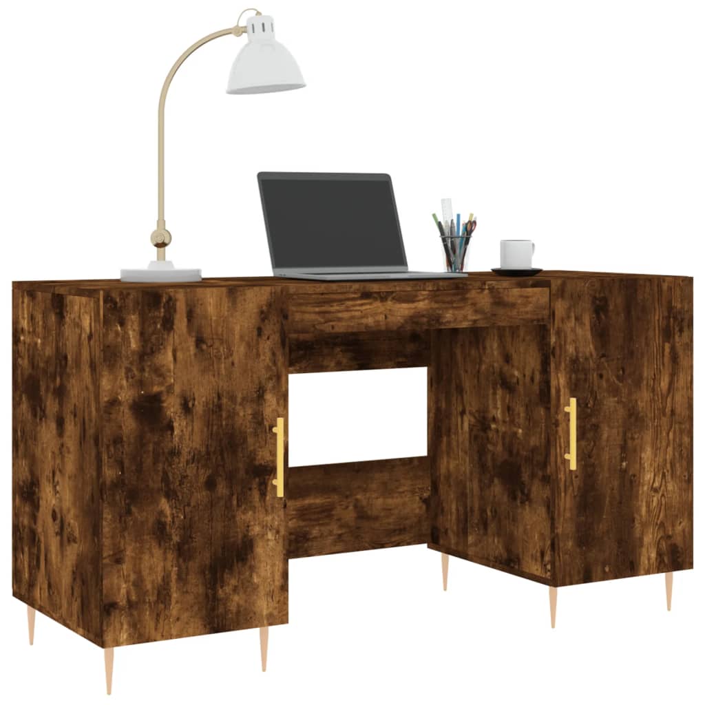 Bureau，Table de travail，Table d'étude chêne fumé 140x50x75 cm bois d'ingénierie CWV71794 - 3