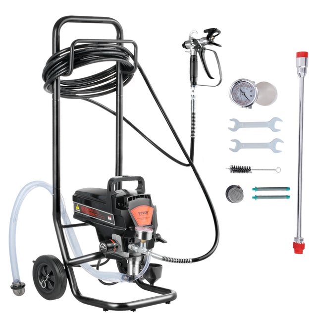 Pistolet à peinture par Pulvérisation 950 W 3000 PSI Pulvérisateur sans Air avec Chariot Pistolet de Peinture avec Tuyau 15 m 2 L/min Peinture VEVOR