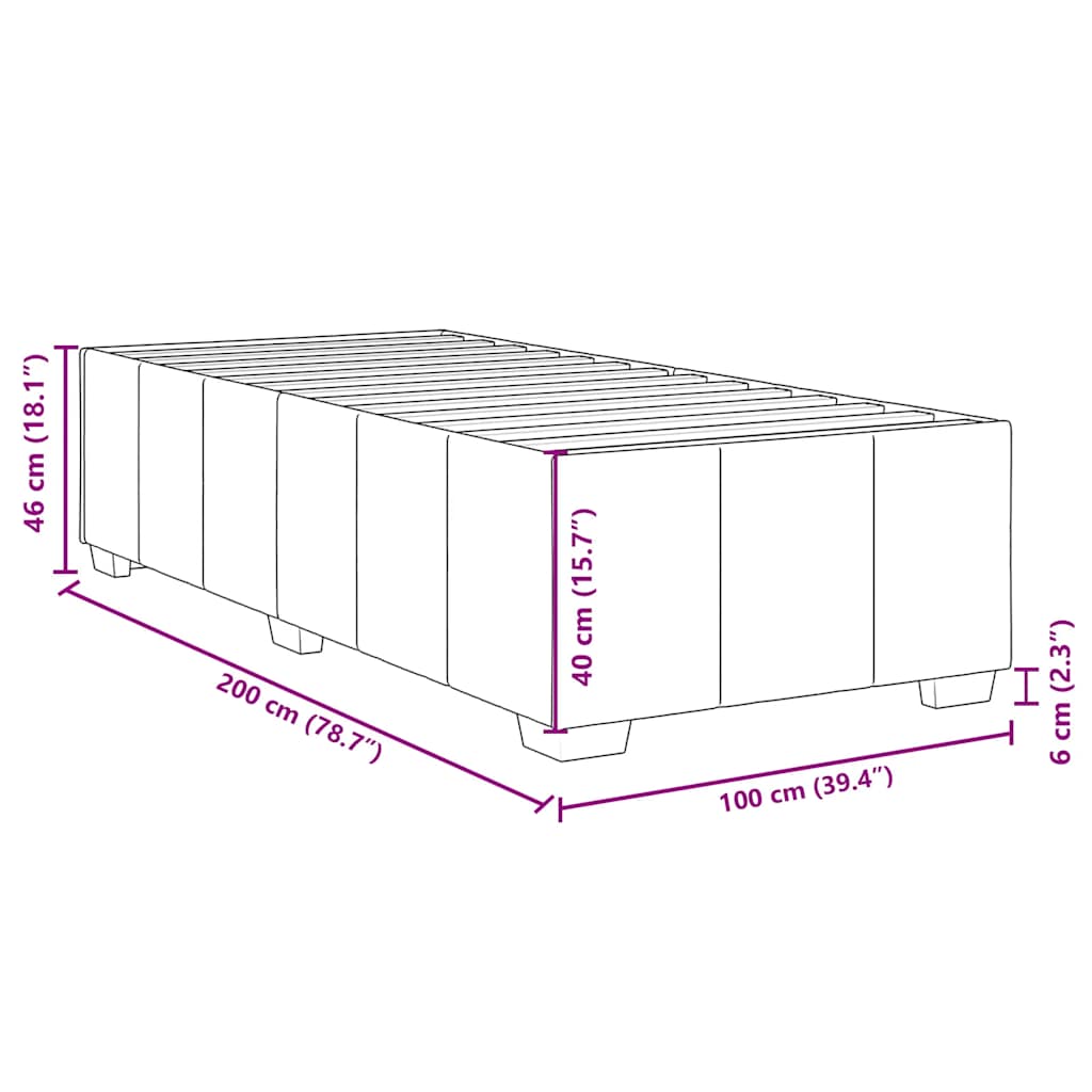 Cadre de lit sans matelas en tissu taupe pour la chambre, 100 × 200 cm - 9