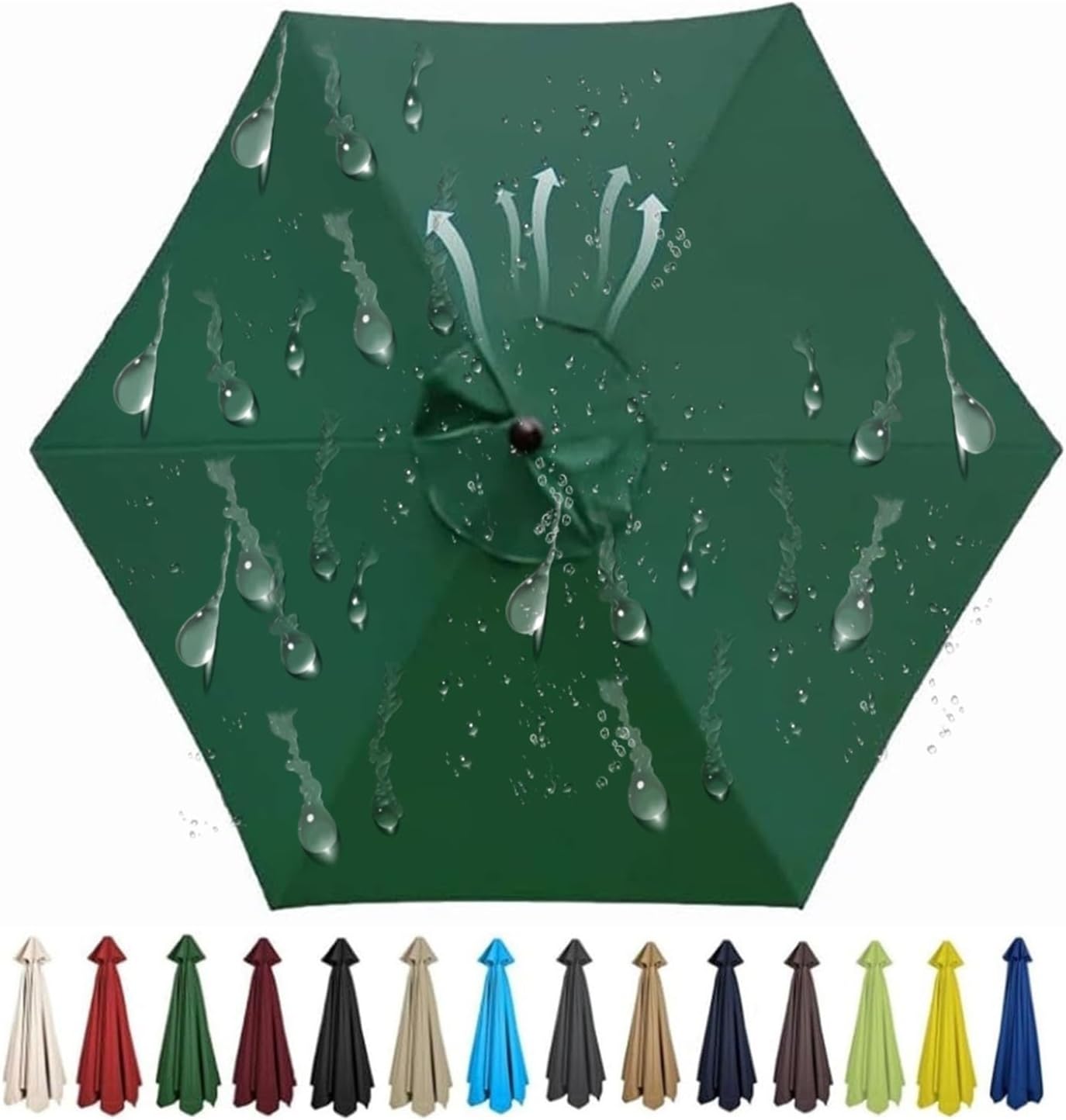 6 żeberkowy daszek parasola ogrodowego, wymienny, tkanina poliestrowa (250 cm, zielony)