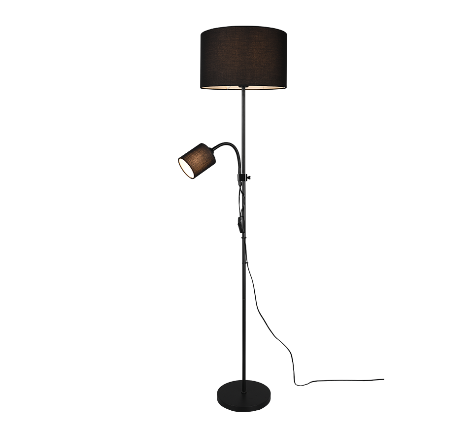 Lampa podłogowa stojąca Owen czarna 2xE14 / E27x52W wym: 160 x 36 x 36 cm tkanina RL