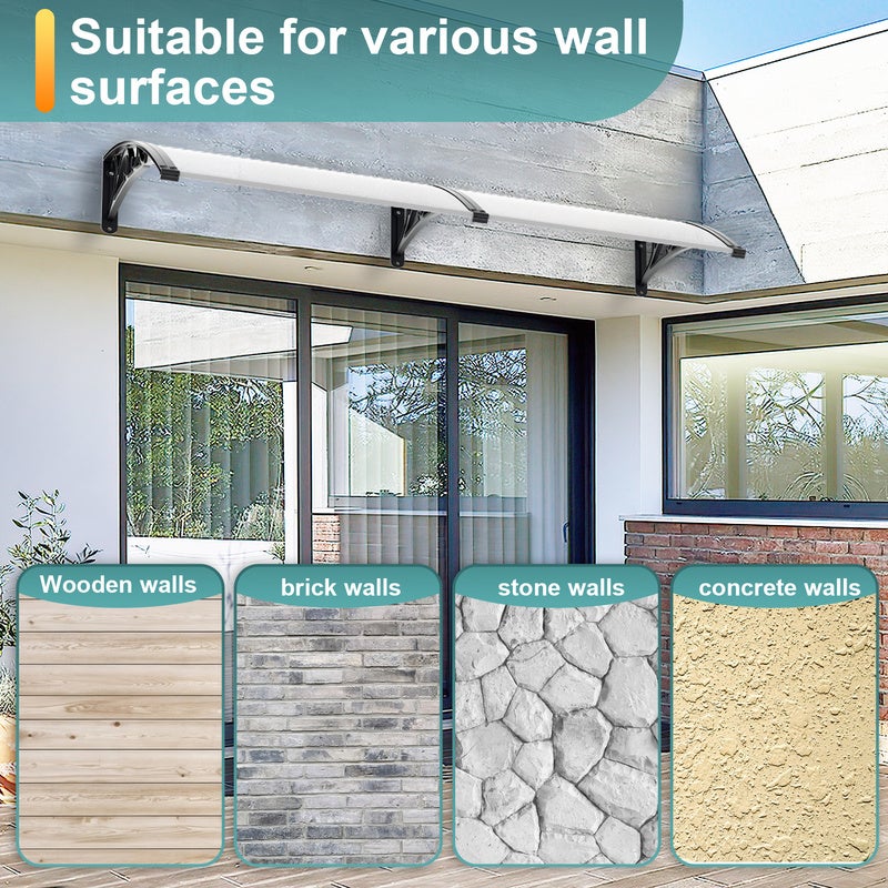 100 x 120 cm Auvent pour porte Auvent de porte entrée marquise de terrasse - 5