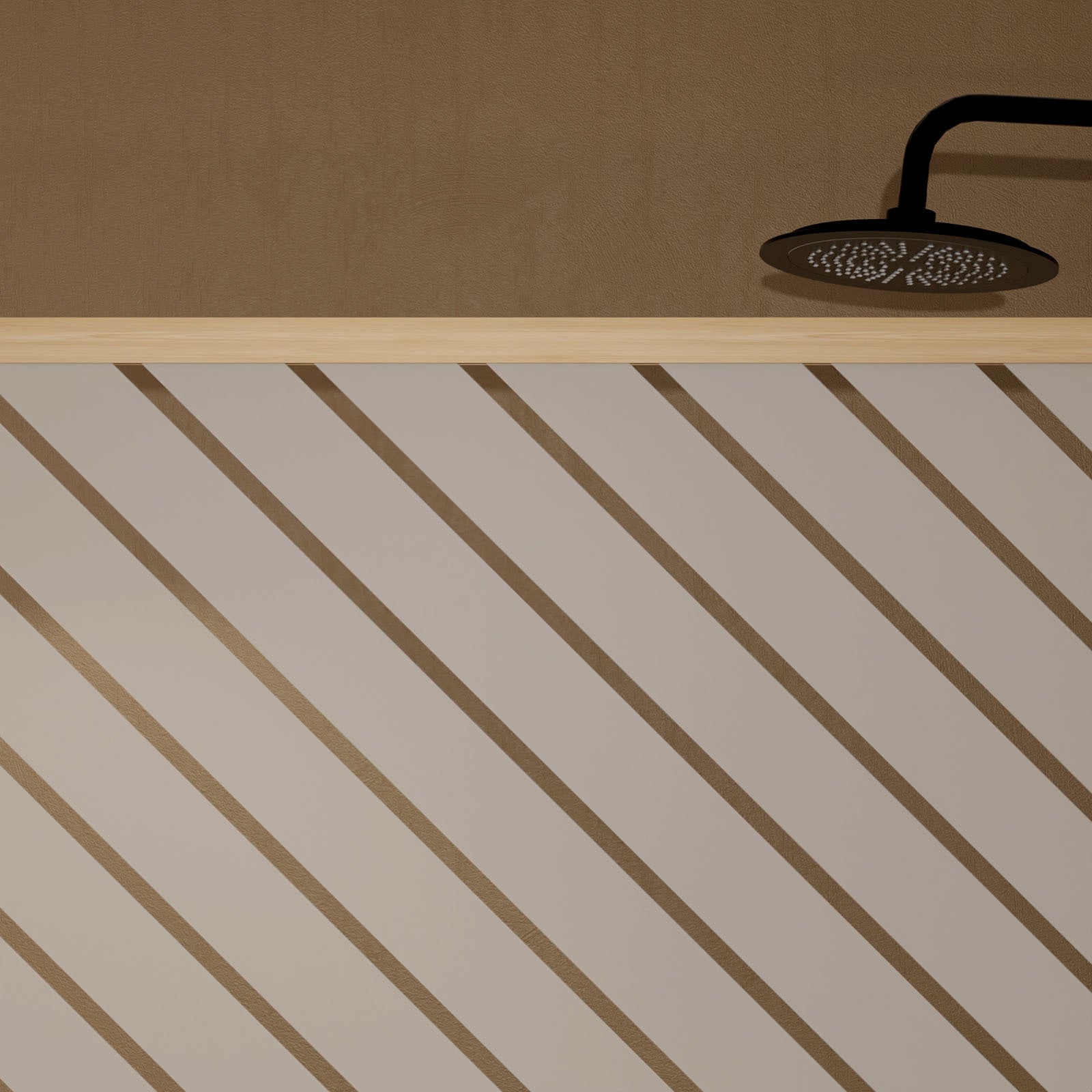 Paroi de douche 120x200 HINATA - Style Japandi Geometrique - Cadre Effet Bois - Verre 6mm - 7