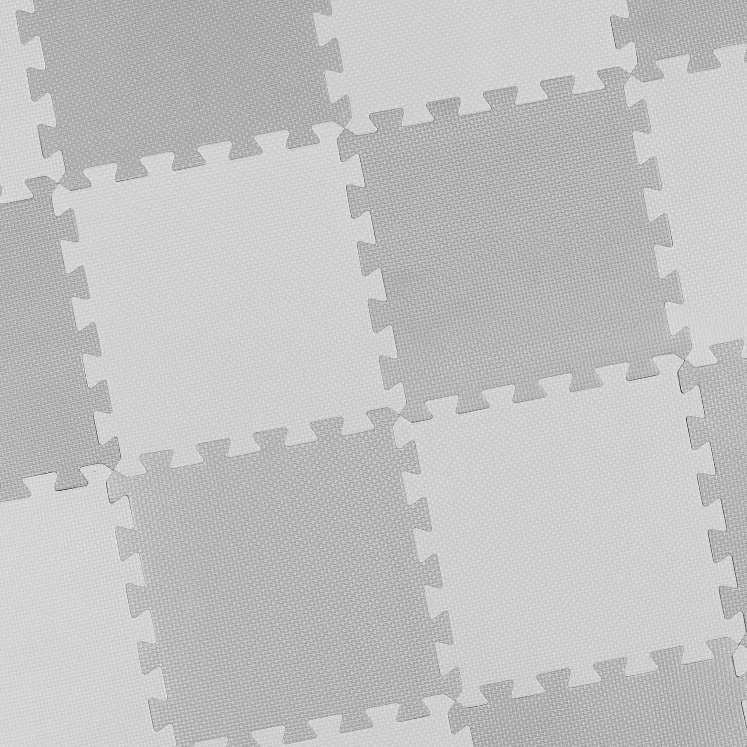 Tapis puzzle 25 pièces, mousse EVA, sans substances nocives, 0,77 m2, dalle jeu enfant avec bord, gris, Relaxdays - 3