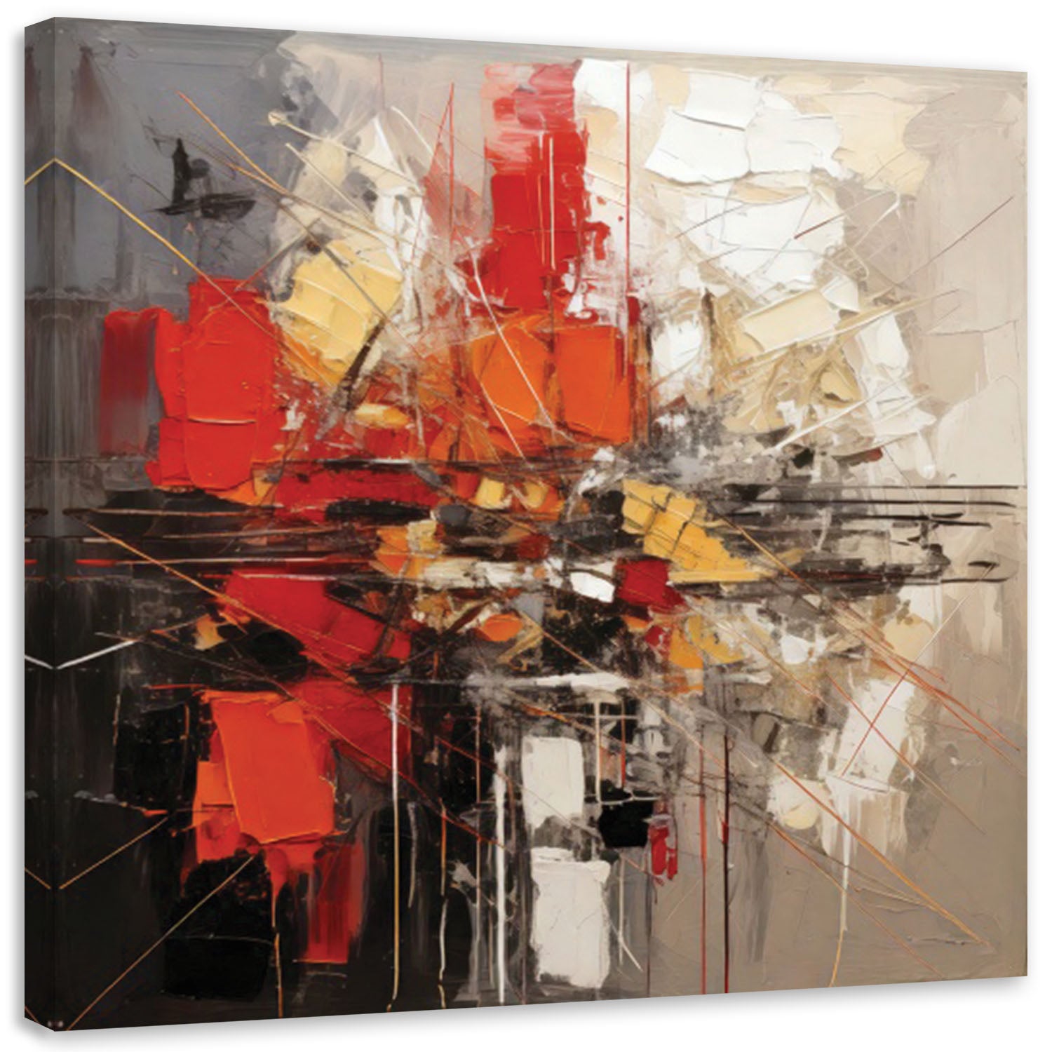 Obraz na płótnie, Abstrakcja Geometryczna Czerwony 60x60