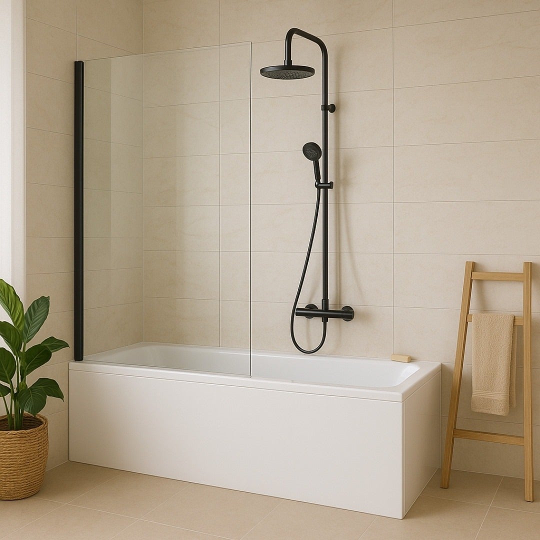 Pare-Baignoire fixe verre anticalcaire et aluminium 80 x 140 Noir - 2