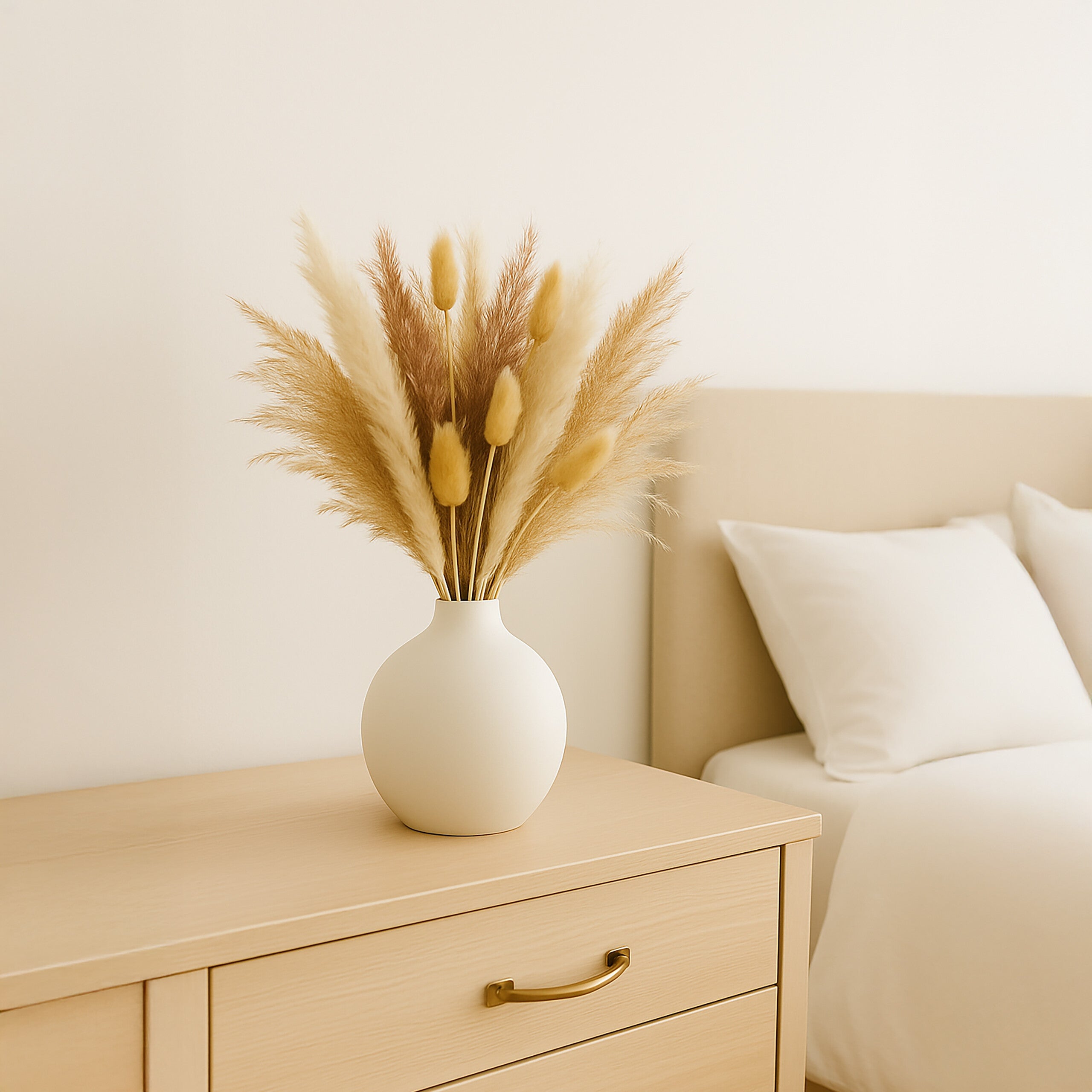 herbe de la pampa séchée, 144 pièces, longueur : 41 cm, fleurs séchées, déco boho, bouquet, multicolore, Relaxdays - 3