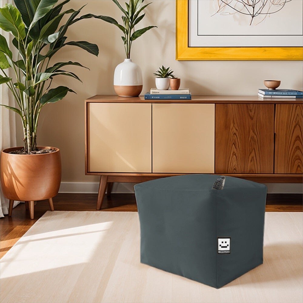 Pouf Carré Similicuir Indoor Gris Happers - 2