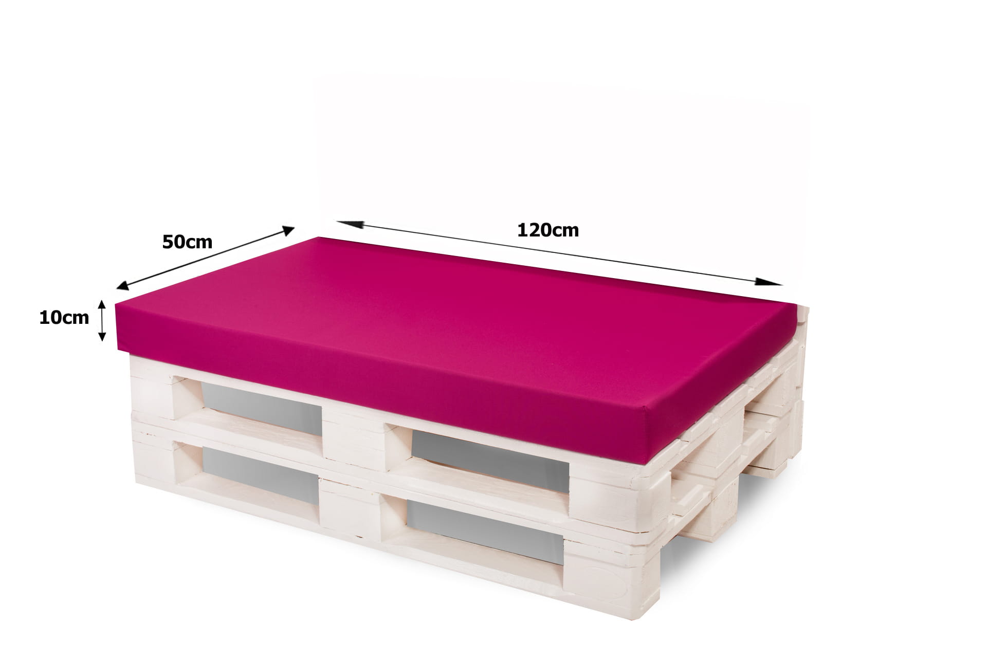 Set de coussins pour palettes 120x50 cm, housse d'assise amovible, coussins de dossier matelassés 120x50 cm Rose coussins confortables pour palettes - 2