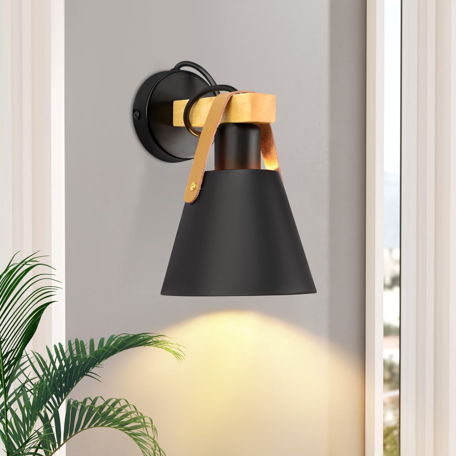 2 Pezzi Lampada Da Parete In Legno Vintage E27, Applique Retrò Per Corridoio E Soggiorno