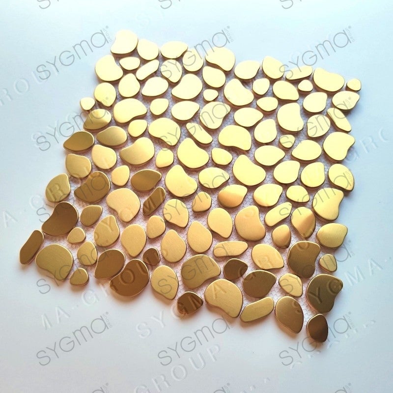 Mosaique carrelage inox pour sol et mur douche et salle de bain GALET OR - 2