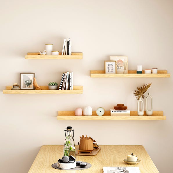 OAKERLAND Mensole da Muro Legno, 60cm Galleggianti Mensola da Parete in Rovere, Mensole Parete Legno per Camera da letto, Soggiorno, Cucina, Ufficio, Lavanderia, Bagno (60 cm OAKERLAND Mensole da Muro Legno, 60cm Galleggianti Mensola da Parete in Rovere, Mensole Parete Legno per Camera da letto, Soggiorno, Cucina, Ufficio, Lavanderia, Bagno (60 cm