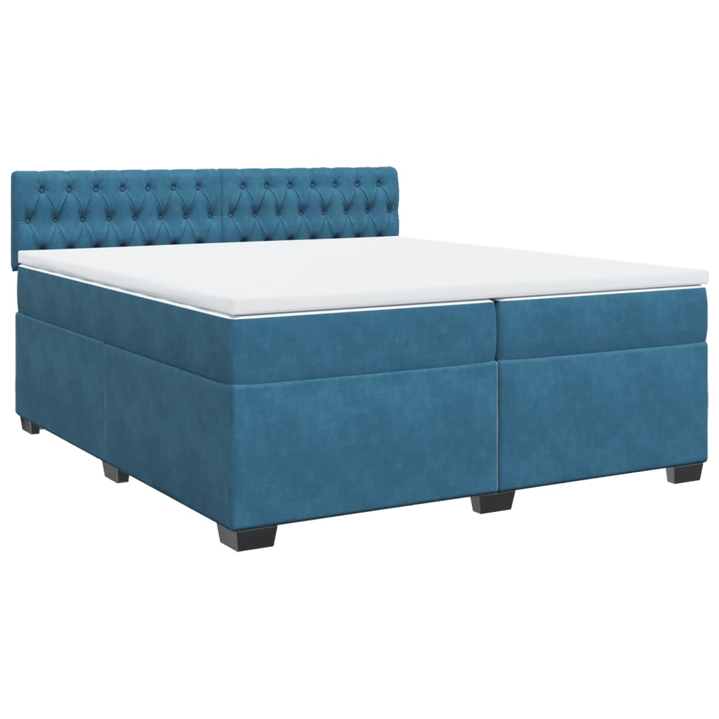 Maison Exclusive - Sommier à lattes de lit et matelas Bleu 200x200 cm velours - 3