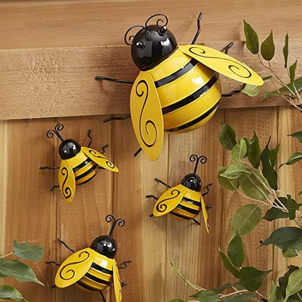 Affiche Rétro Abeille En Métal 20,3 X 30,5 Cm – Plaque Décorative Vintage Pour Cuisine, Jardin, Garage Ou Ferme