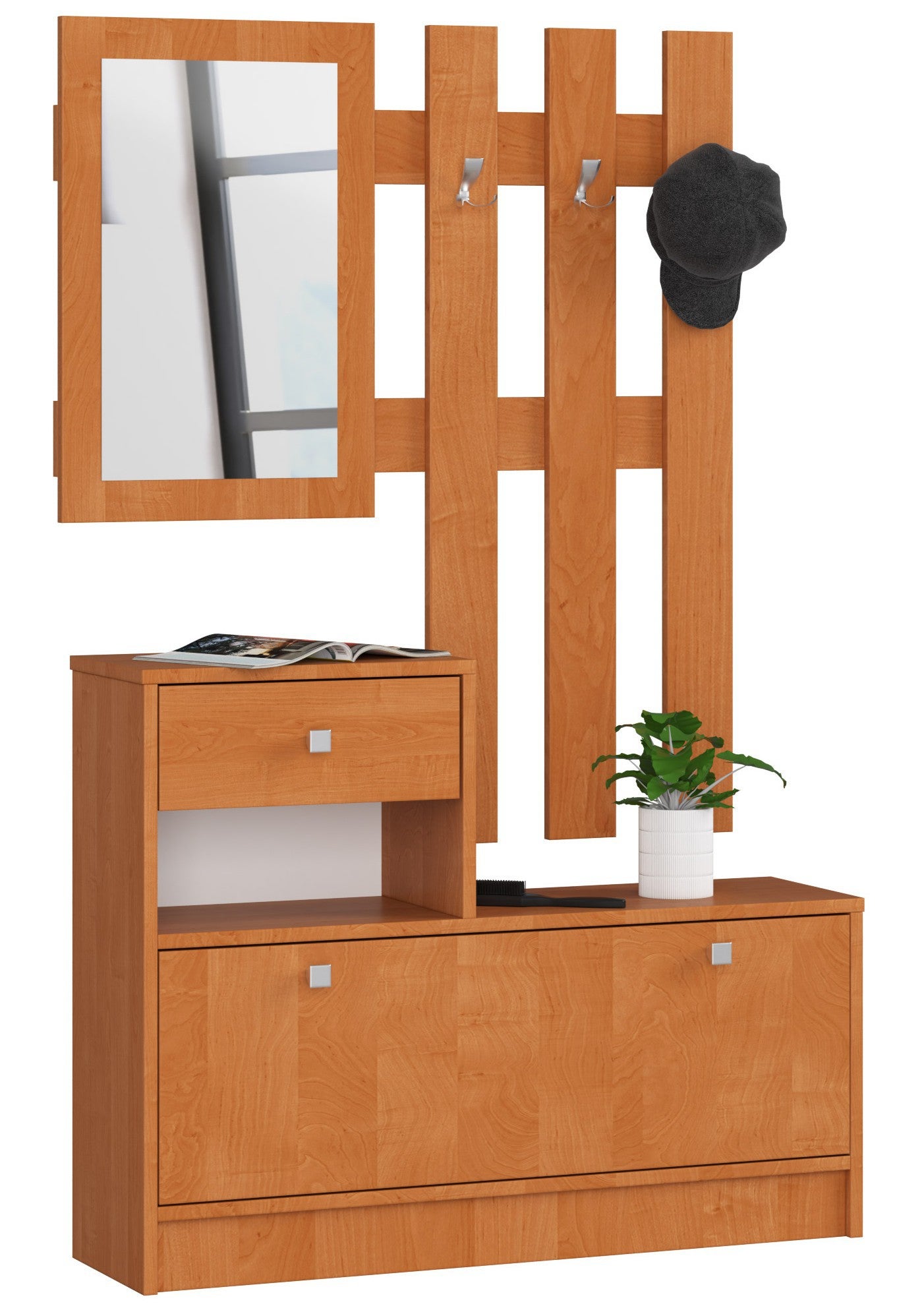 Zestaw mebli z szafką na buty AKORD Olcha 90 cm 1 drzwi 1 szuflada kolor Olcha mat 2 półki 90x25x170 cm