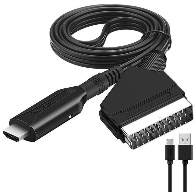 Cavo HDMI a SCART - Adattatore HDMI a SCART Convertitore audio video 1080p/720p tutto in uno da HDMI a SCART