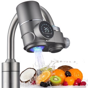 Système de Filtration d'Eau pour Robinet, Filtre à eau Gris - Élimine l'Oxyde, le Chlore, les Nitrates, les Sédiments et les Pesticides