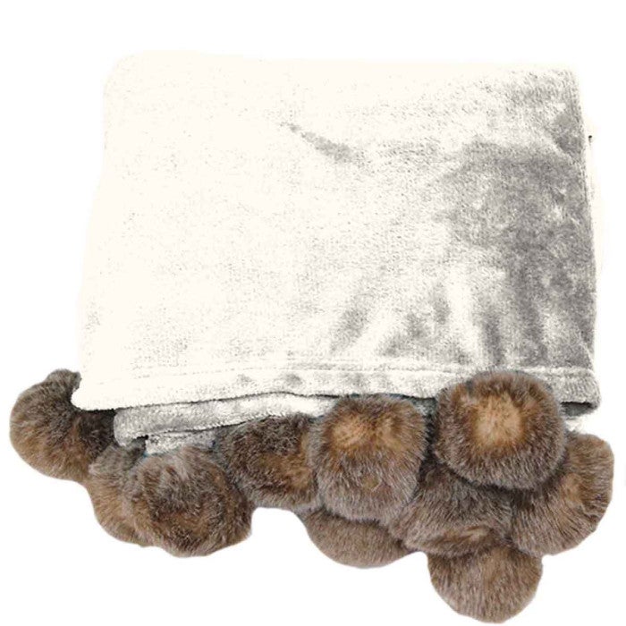 Plaid à Pompons Indira De Paris Prix - 125x150cm, Coton Rose, Imprimé