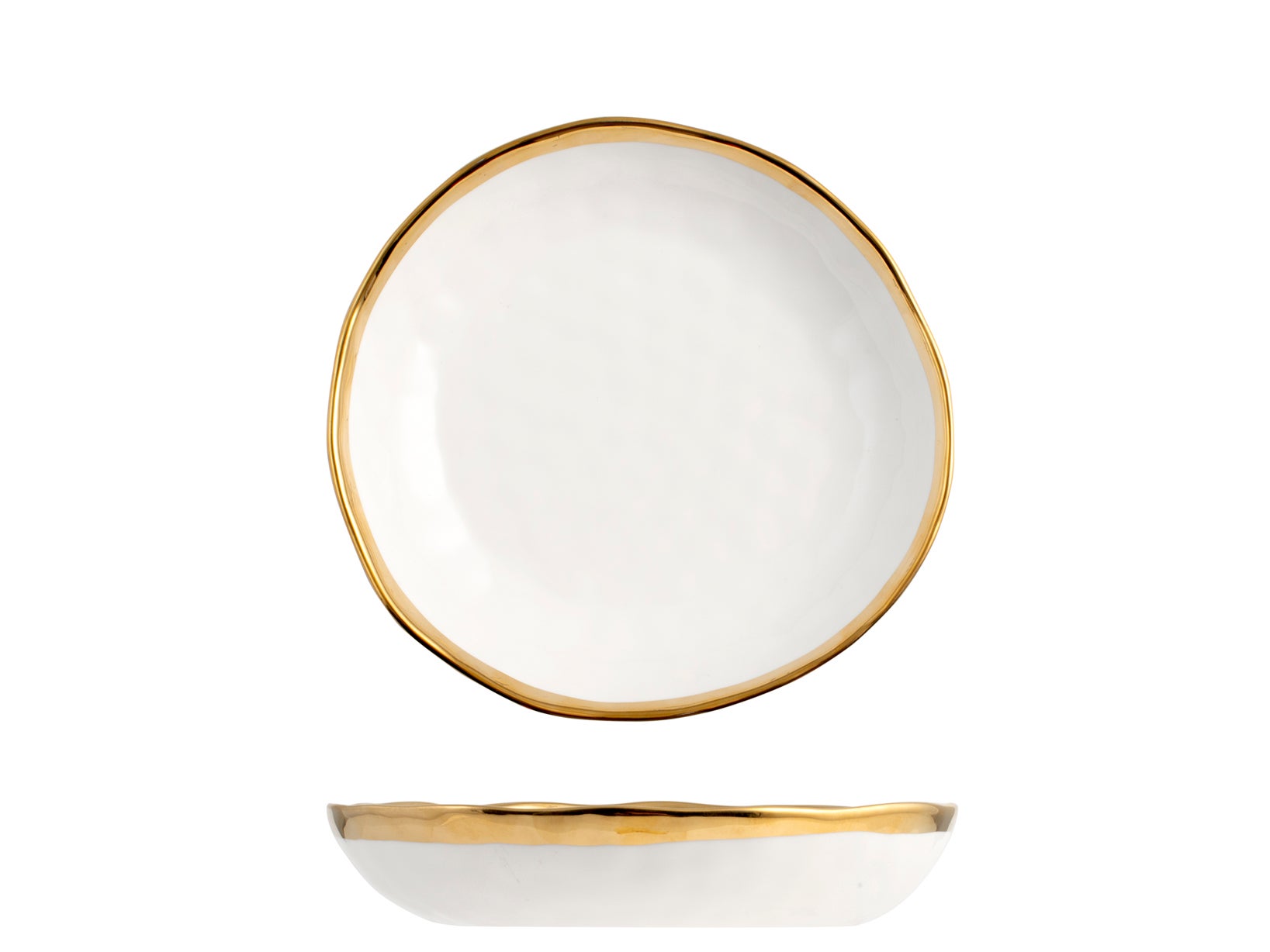 H&H Piatto Fondo Arcadia In Porcellana, Bianco, 22.5 Cm, Lavabile In Lavastoviglie E Microonde, Design Moderno