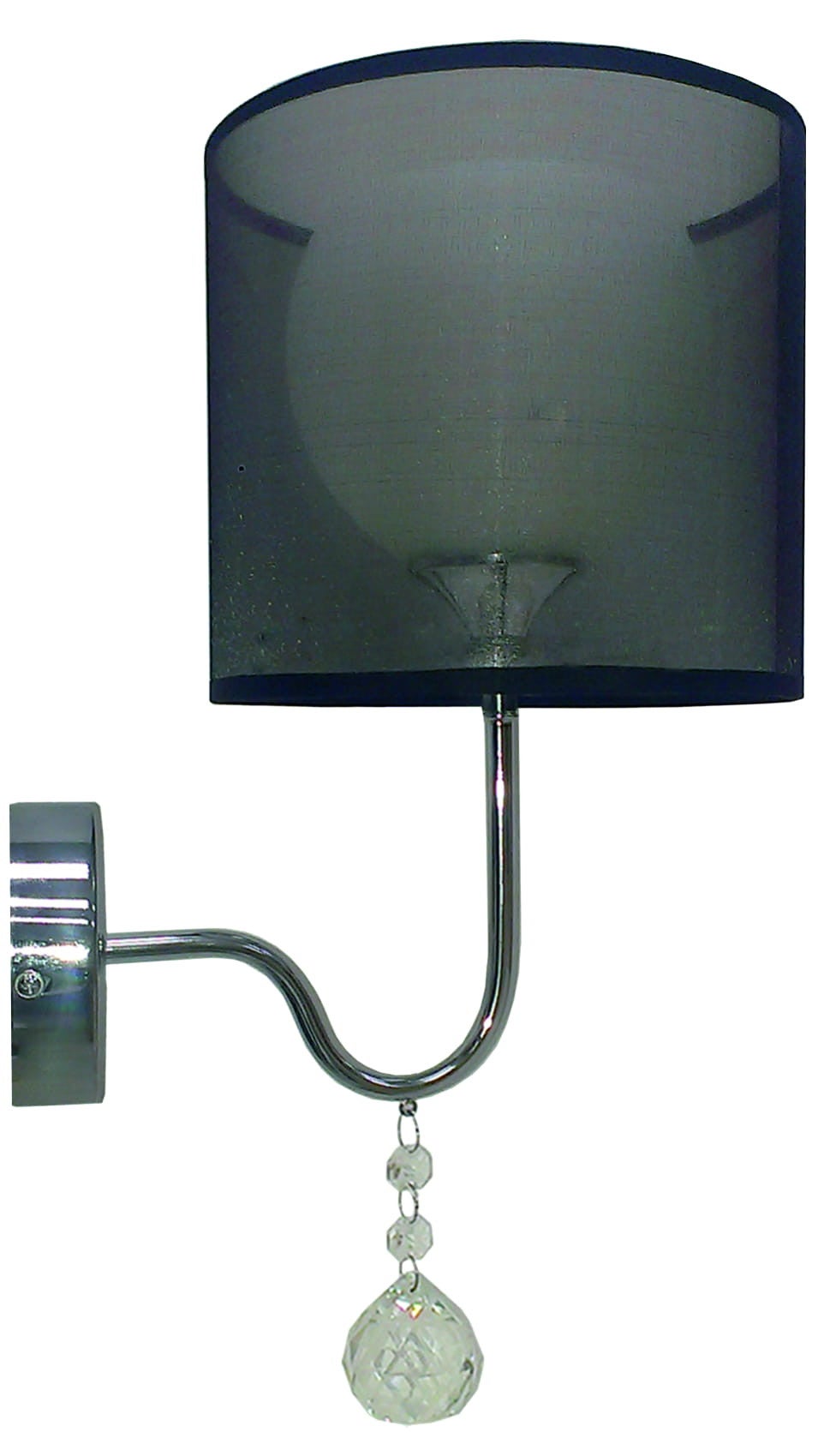 Kinkiet ścienny Brava chromowany czarny-przezroczysty 1xE27x60W wym: 30 x 15 x 20 cm tkanina IP20 Candellux