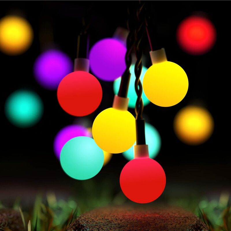 Ghirlandă luminoasă solară de exterior cu 50 LED-uri, 7 m, cu 8 moduri de iluminare