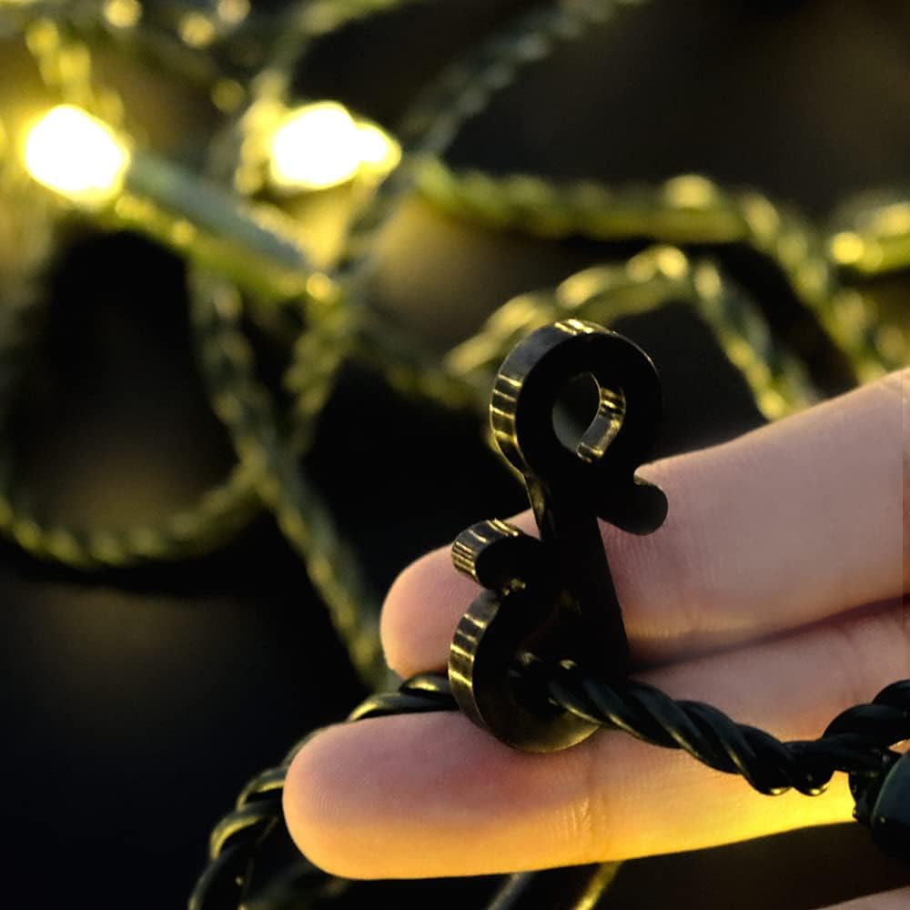 Paquet de 100 crochets de gouttière noirs pour suspendre des guirlandes lumineuses extérieures et des lumières de Noël à Noël - 3