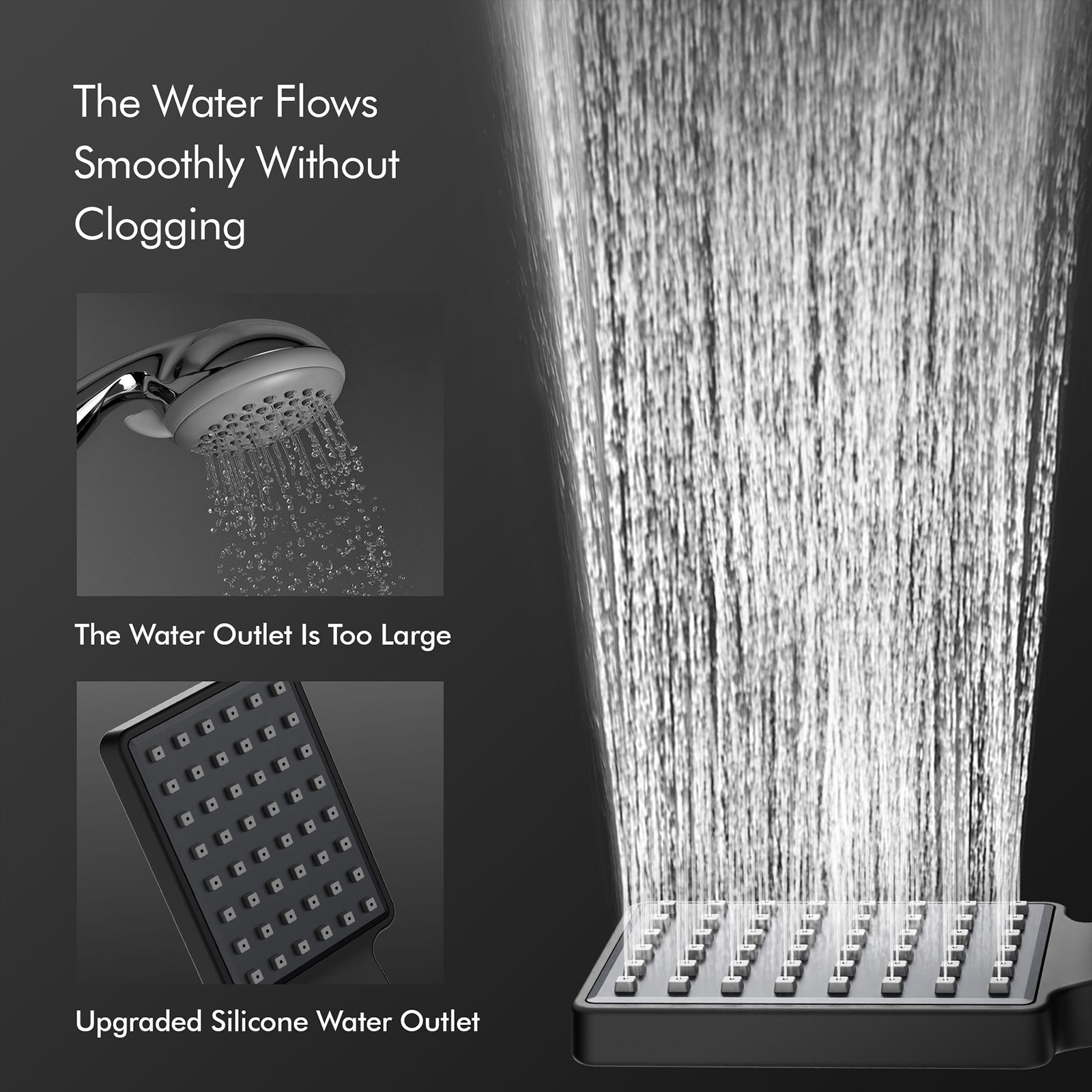 Columna de Ducha Termostática Negra Sin Taladro, Sistema de Ducha Ajustable 855–1105 mm, Cuerpo de Latón, Conjunto de Ducha Mural - 4