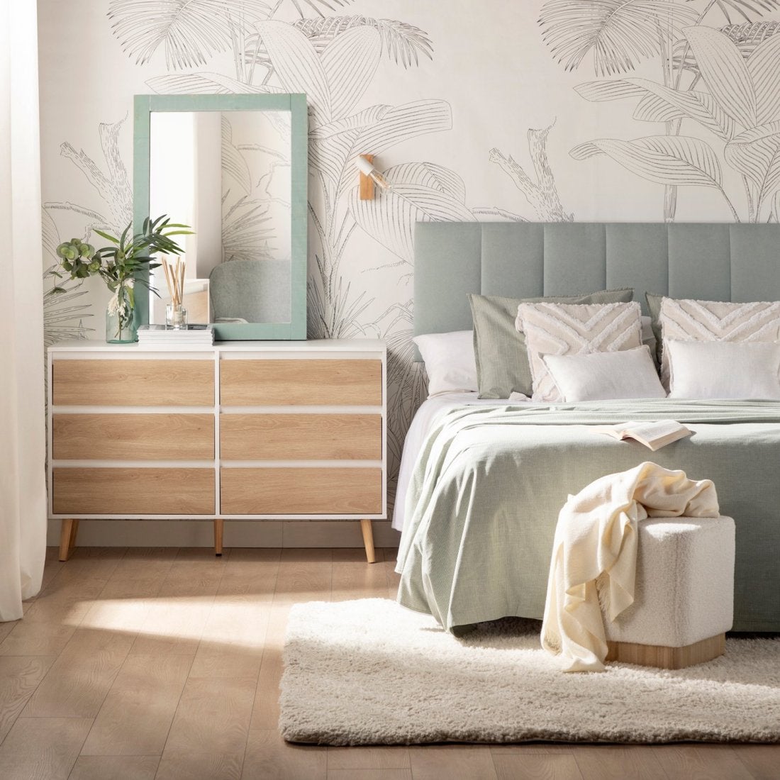 Commode à 6 tiroirs en bois blanc et naturel Kemi - 8