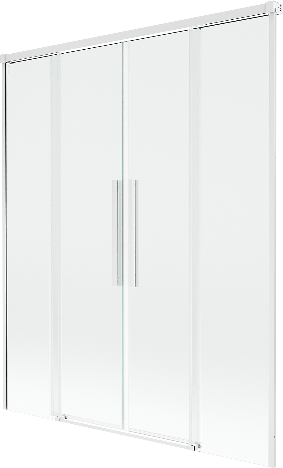 Mexen Rox parawan nawannowy 2-skrzydłowy rozsuwany 150 x 150 cm, transparent, biały - 8C9-150-002-20-00