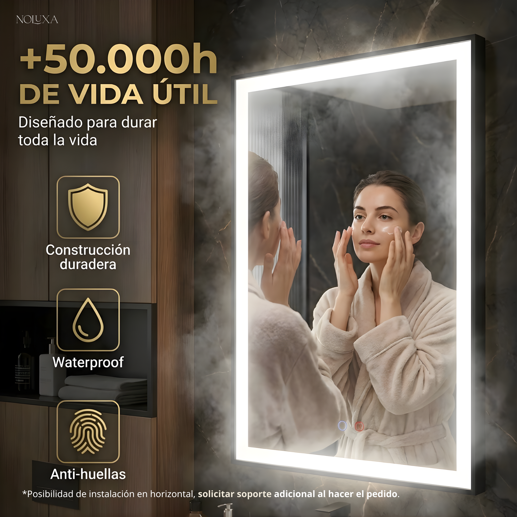 LEDIMEX - Miroir de salle de bain avec lumière | Grand miroir de salle de bain | Miroir anti-buée LED | Miroir mural carré 70x80cm - 5