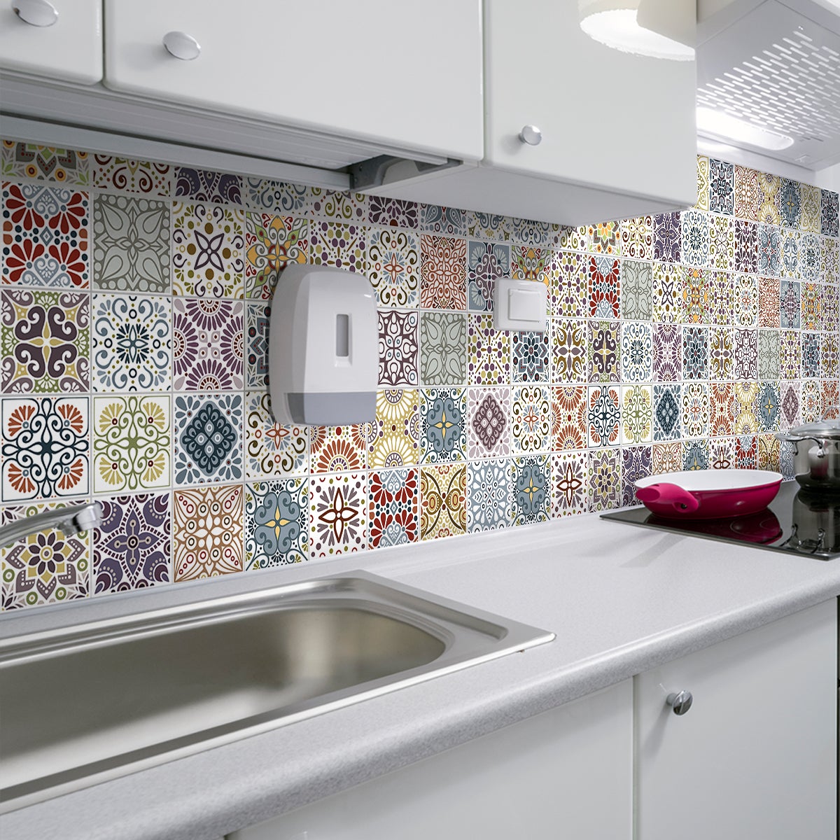 60 vinilos baldosas de cemento azulejos yannel - adhesivo de pared - revestimiento sticker mural decorativo - 60stickers15x15cm