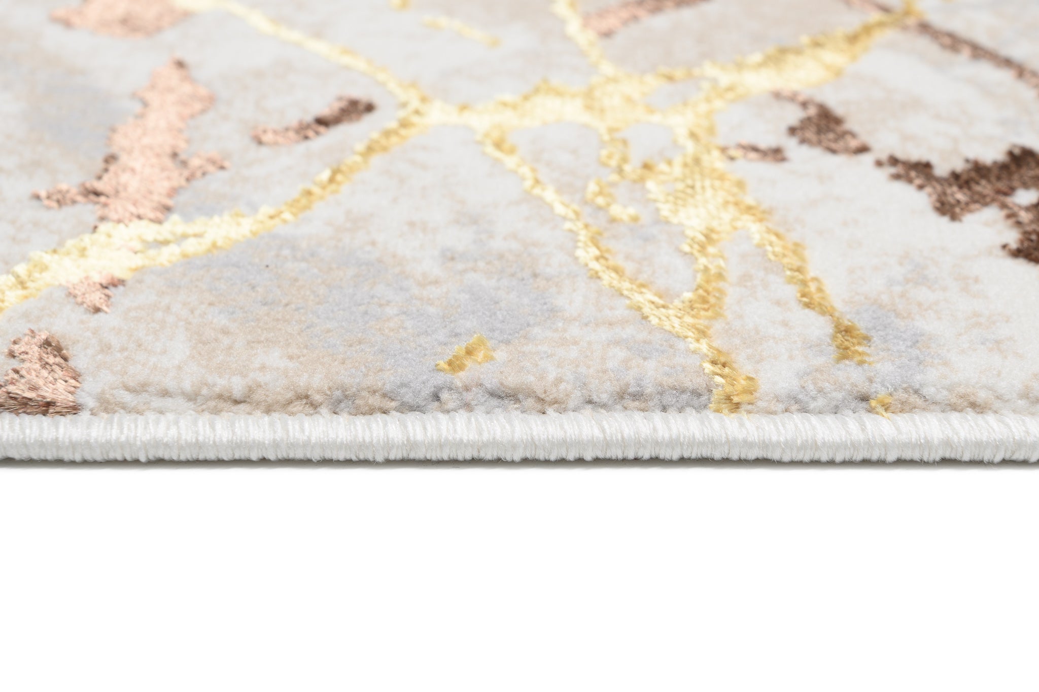 TAPISO Golden Tapis de Salon Moderne Marron Or Beige Crème Moucheté Motif Abstrait Doux Poil Court 80 x 150 cm - 5