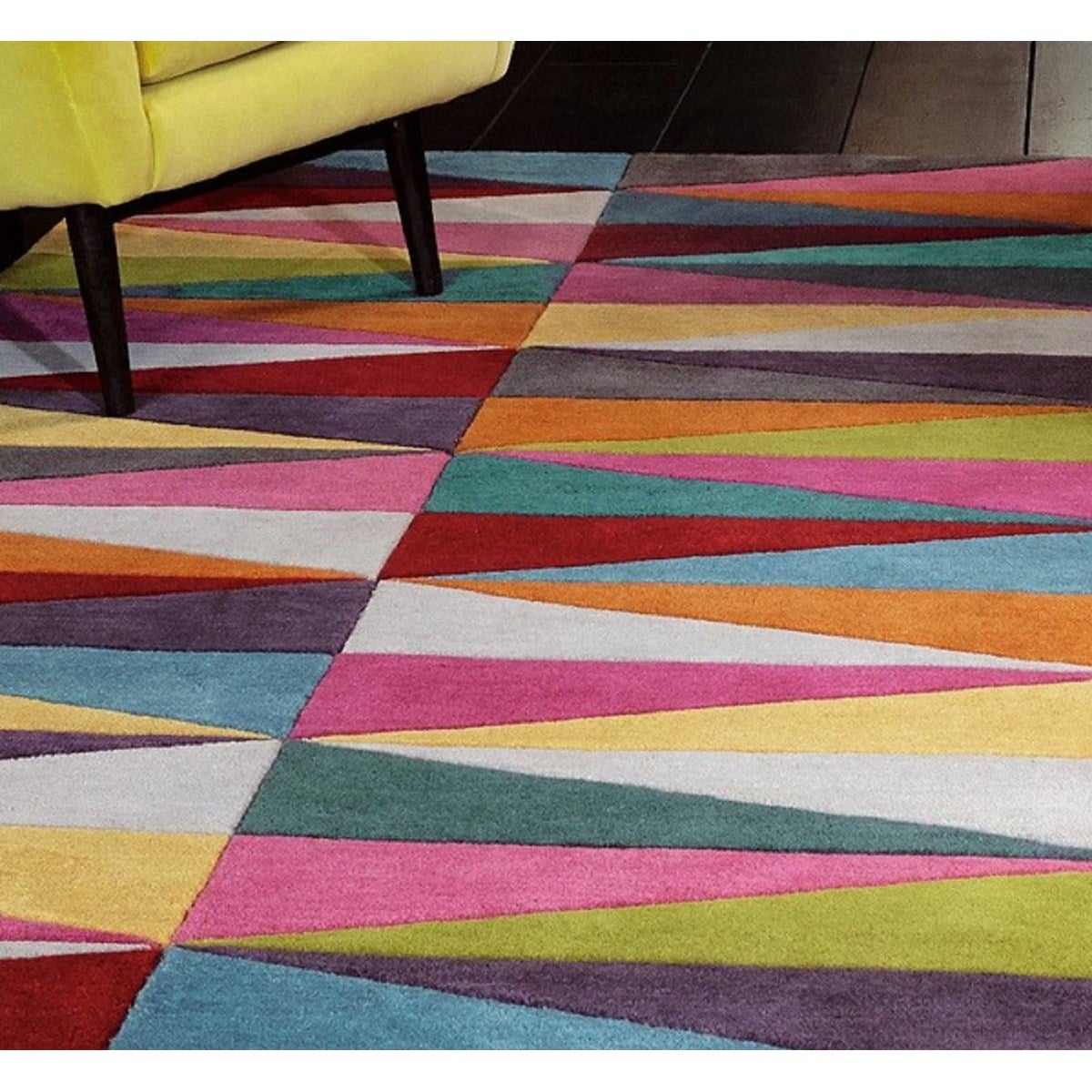 Tapis pure laine à motifs colorés FLASHY TRIANGLES 140x200 cm - 3