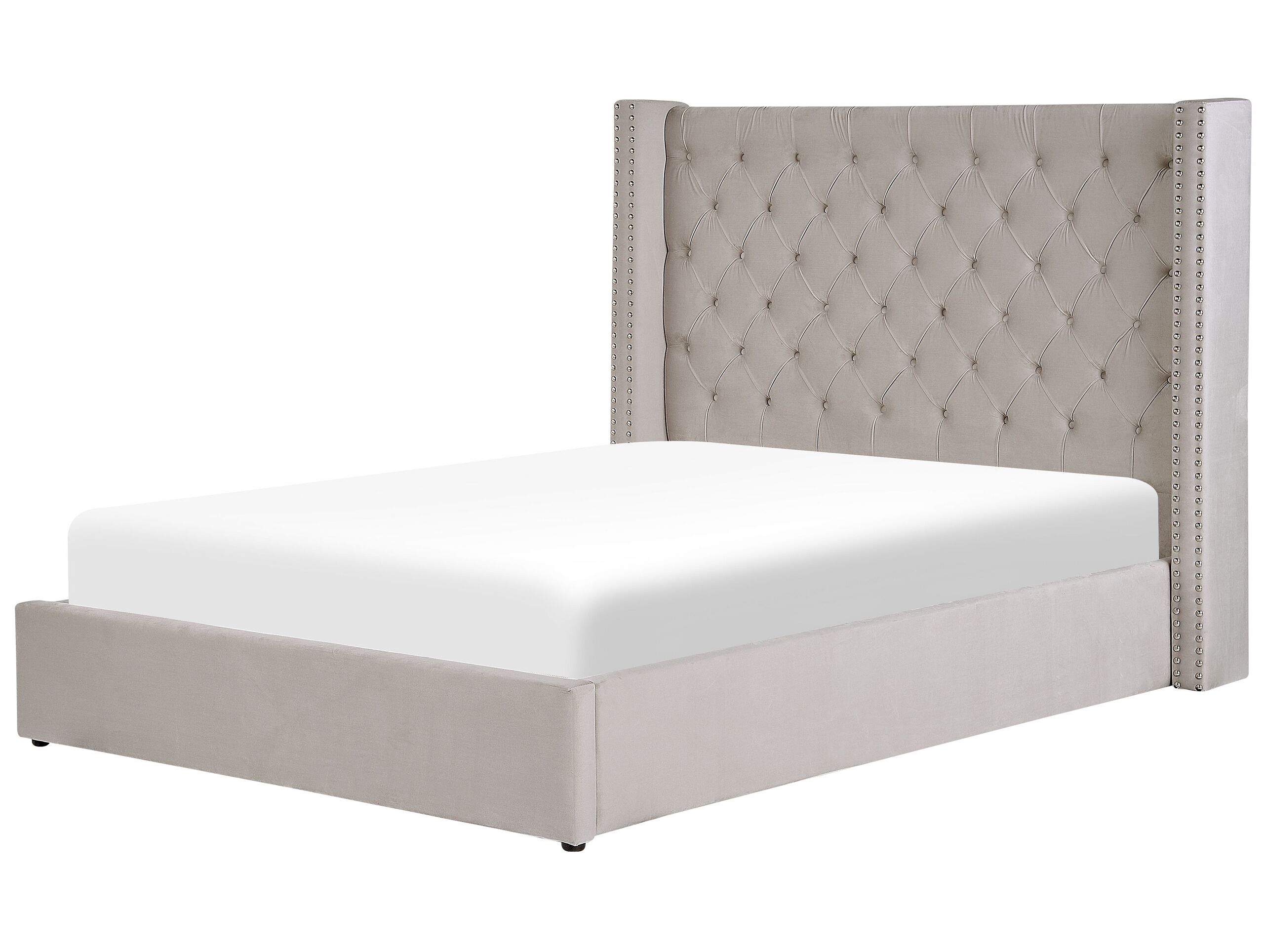 Letto contenitore Velluto LUBBON 160 x 200 cm Grigio chiaro - 5