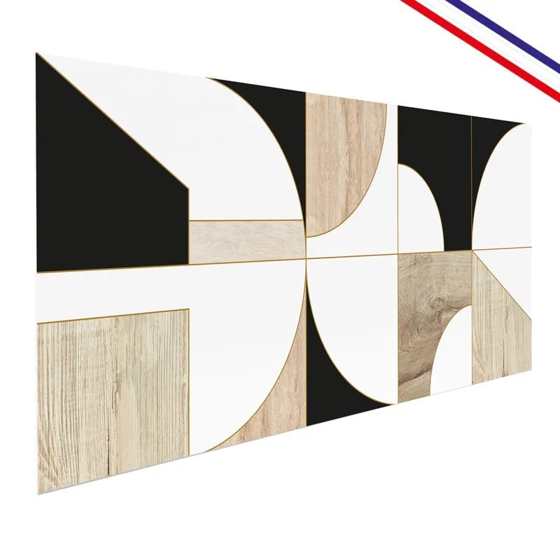 Crédence de salle de bain en PVC géométrique beige 140x30 cm (en 2 bandeaux) - Mix Géo - 4