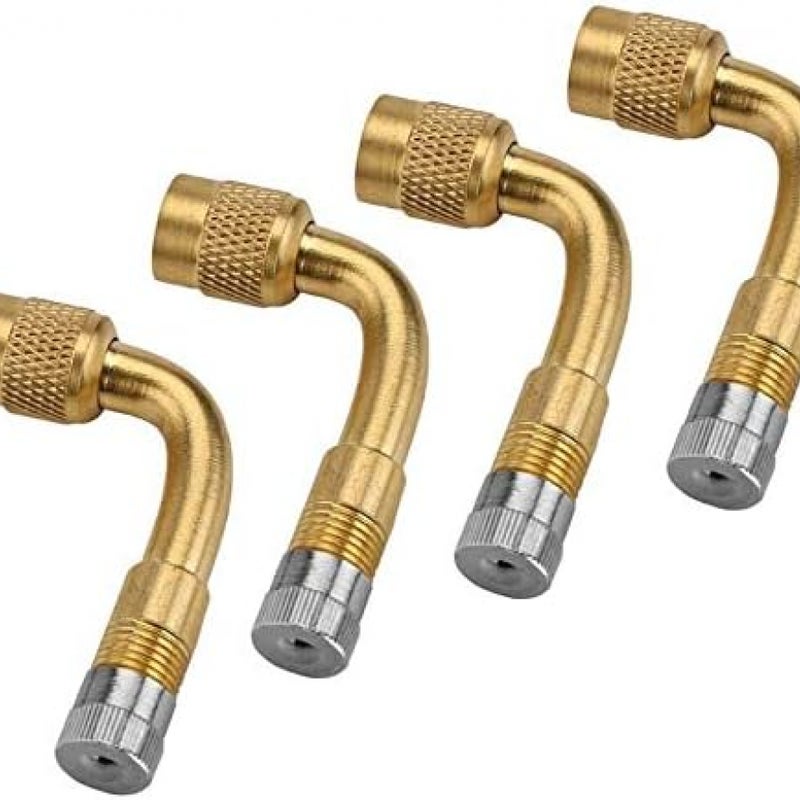 Przedłużacz zaworu opony 90 stopni do samochodów, motocykli, rowerów, zawory uniwersalne (4 szt., złoty)