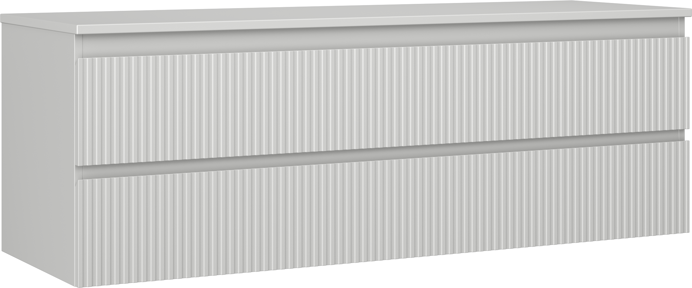 Mexen Rivel szafka łazienkowa podumywalkowa 140 cm z blatem, 2 szuflady, ryflowana , szara mat - 91A20-14047-2-BFFC62