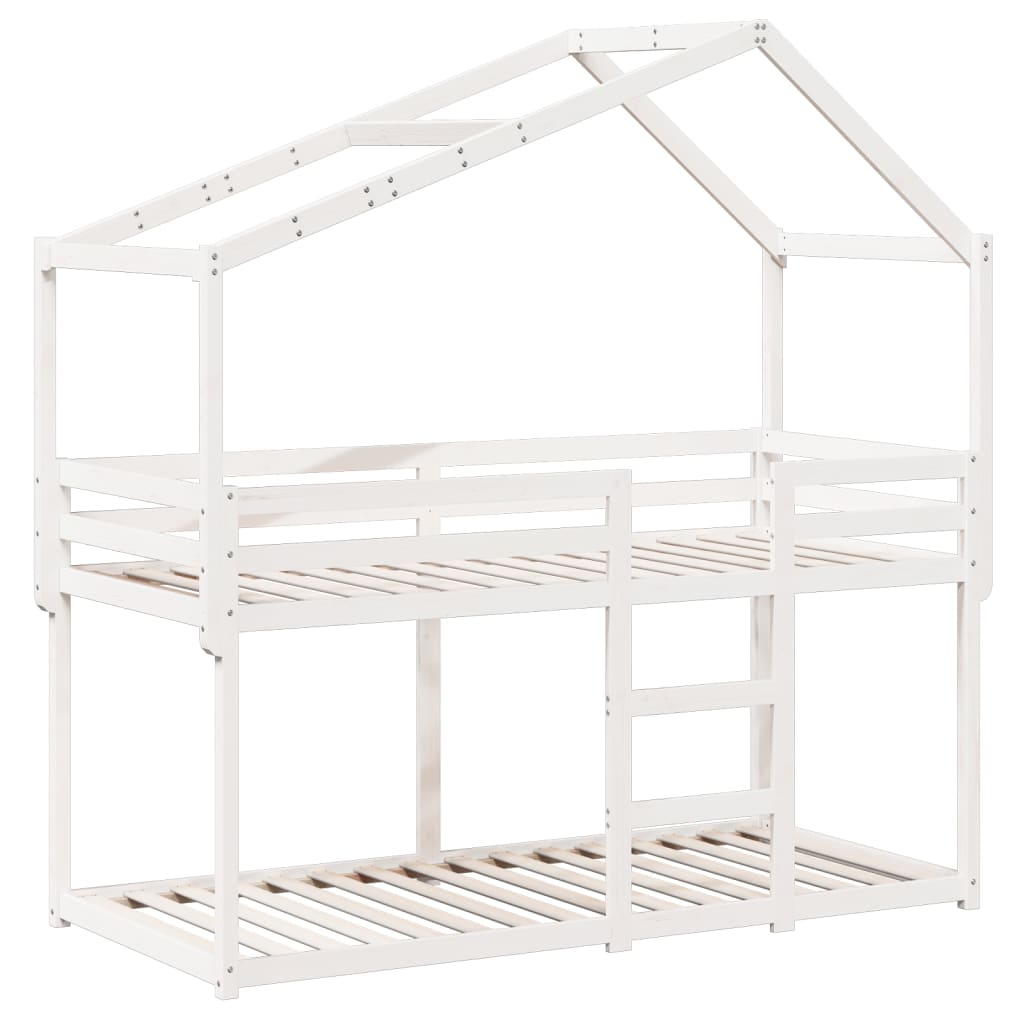 Lit superposé avec toit blanc 90x190 cm bois massif de pin - 3