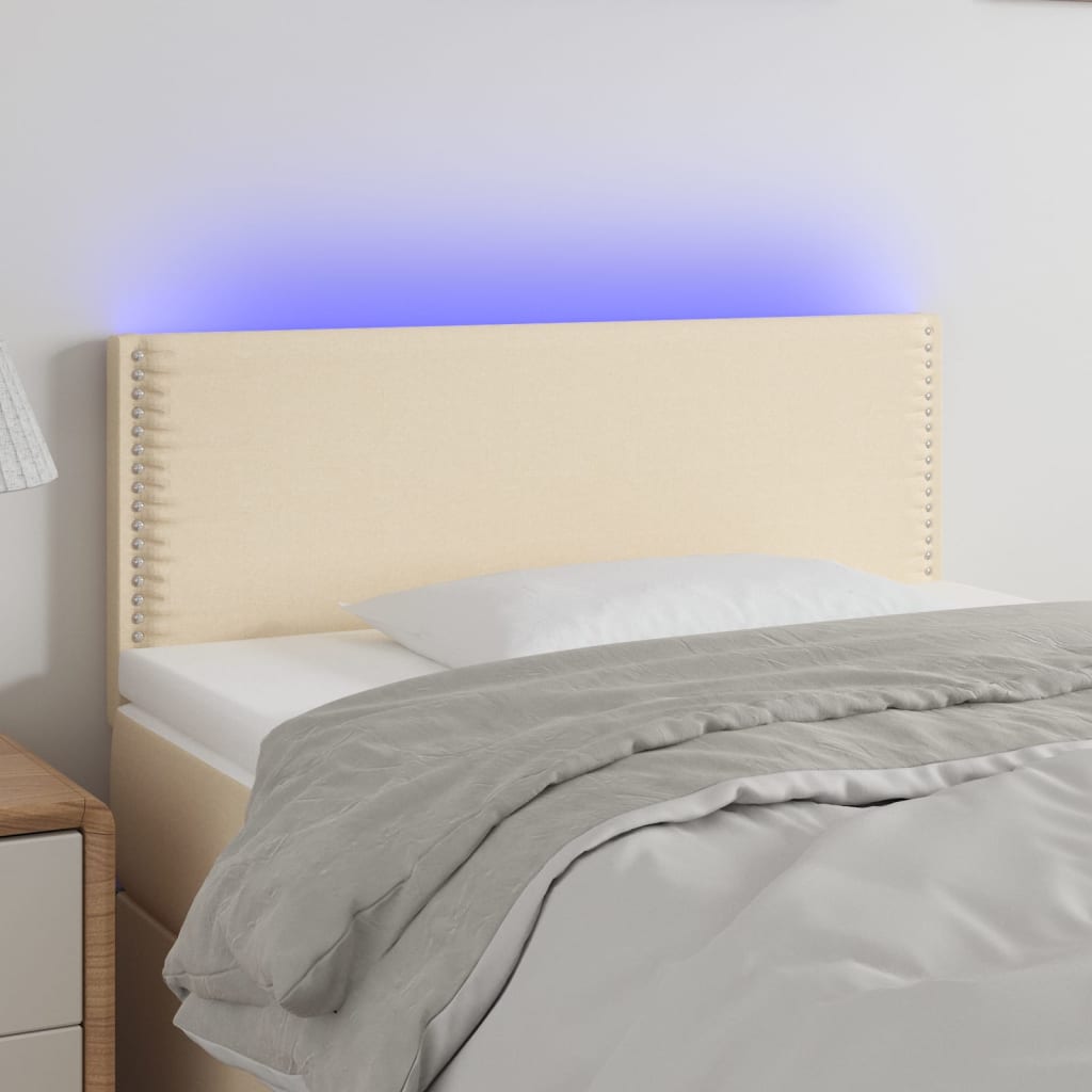 vidaXL Tête de lit LED avec des lumières à LED Crème 144 cm Polyester - La Poste vidaXL Tête de lit LED avec des lumières à LED Crème 144 cm Polyester - La Poste