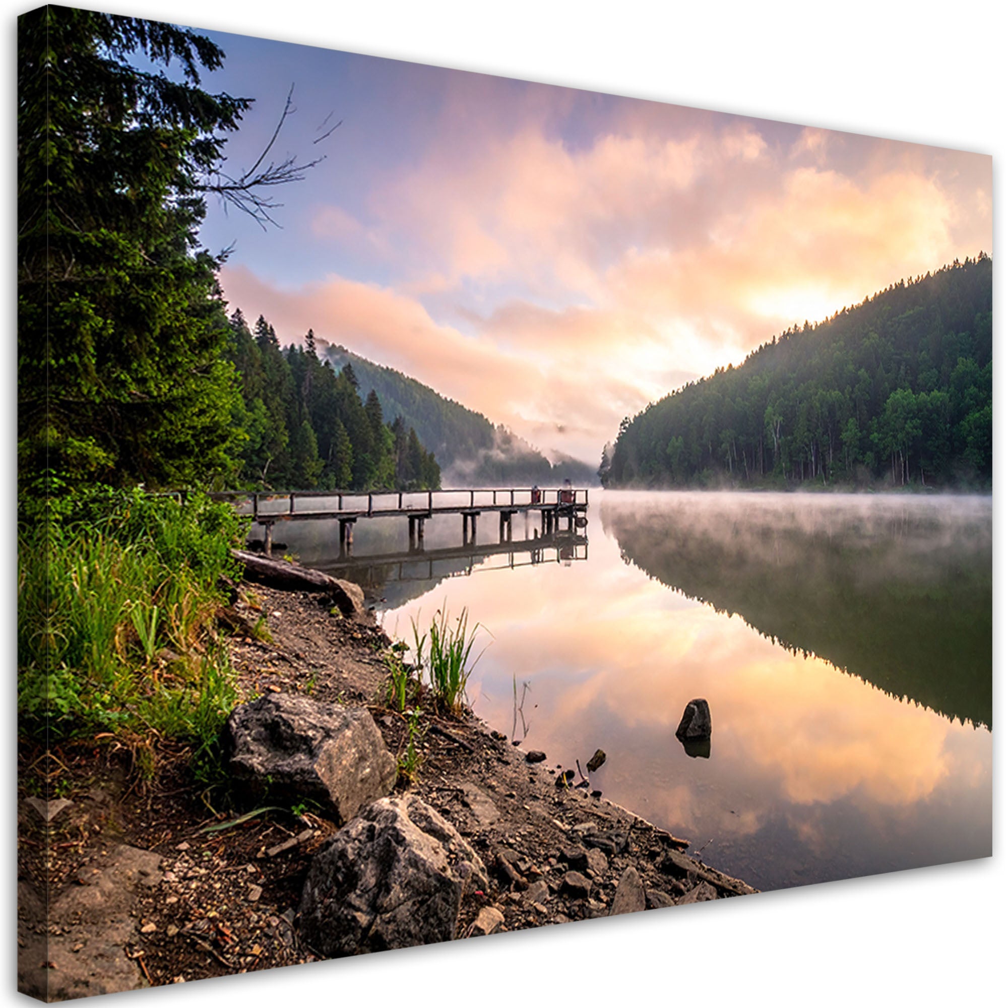 Obraz do salonu sypialni biura, Widok jezioro pomost natura 120x80