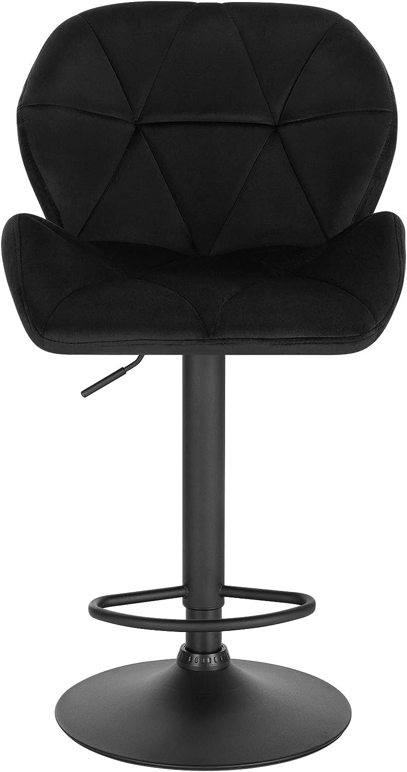 Lot de 4 Tabouret de Bar réglable en Hauteur, Chaise Haute pour Bar avec Dossier, siège rembouré en Velours Pied en métal, Noir - 5