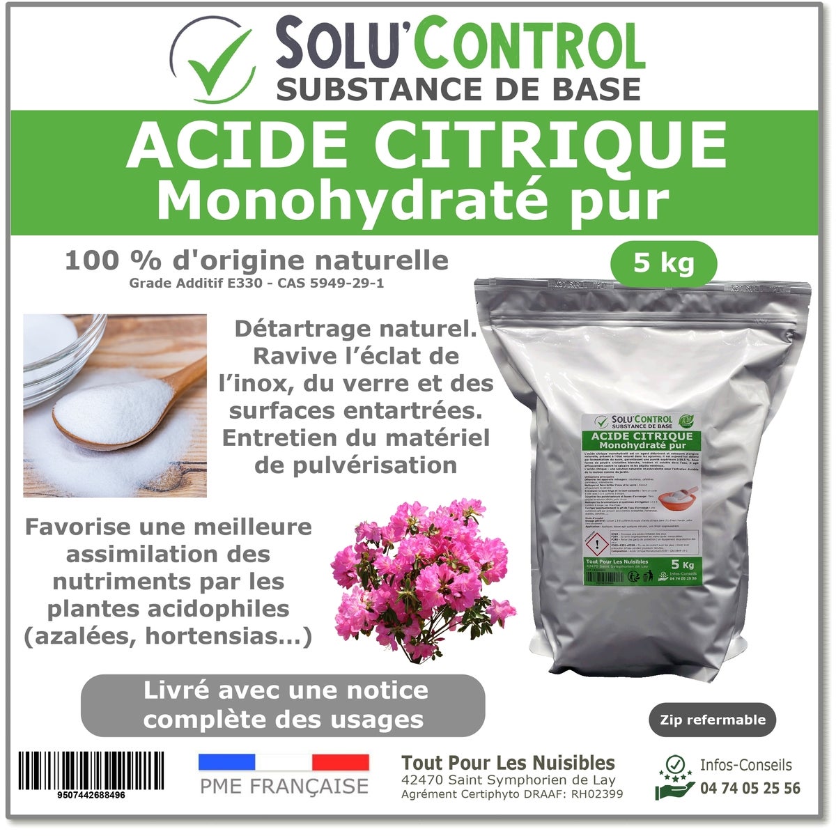 Acide citrique monohydraté pur 5 kg 100 d'origine naturel Nettoyer — free download