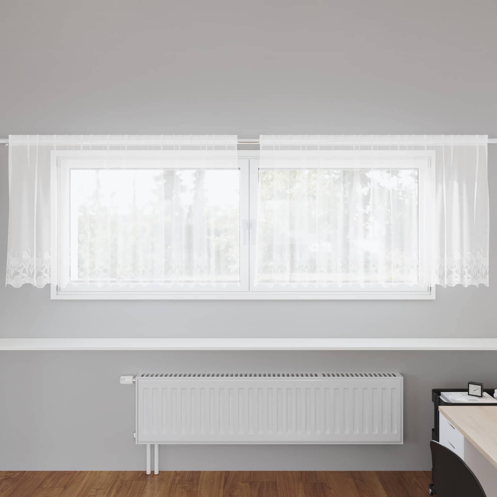 Firanka Koronkowa z zasłonami Biały 100 x 300 cm Poliester vidaXL