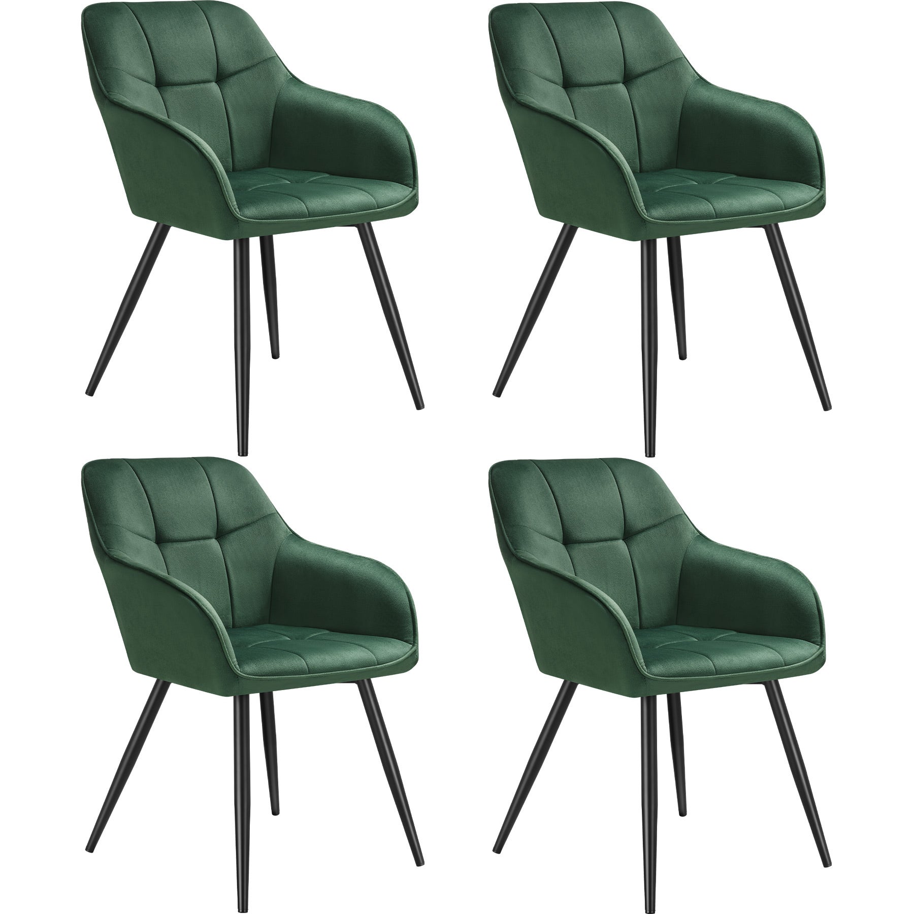 Chaise - TECTAKE - Fauteuil de salle à manger MARYLIN en velours avec pieds en acier noir - Brun/Noir - Maison