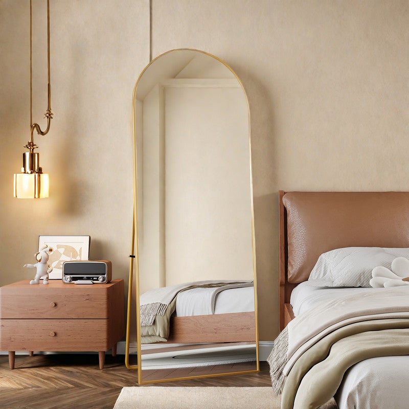 miroir sur pied, miroir arche, 162 x 53 cm, grand miroir, miroir sur pied chambre, miroir doré, pour Chambre, Salon, Dressing - 3